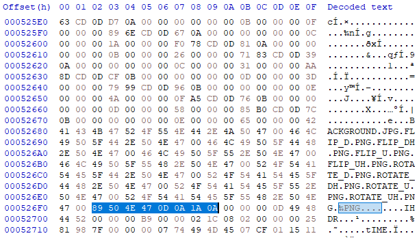 Hex dump PNG signature